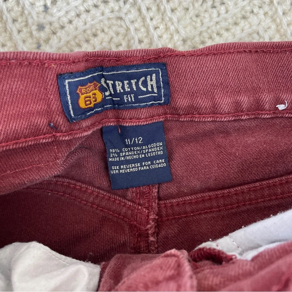 Vintage Shorts High Waisted Cut Off Mom Jean Burgundy Fraying Distressed 90s Red - Picture 4 of 6